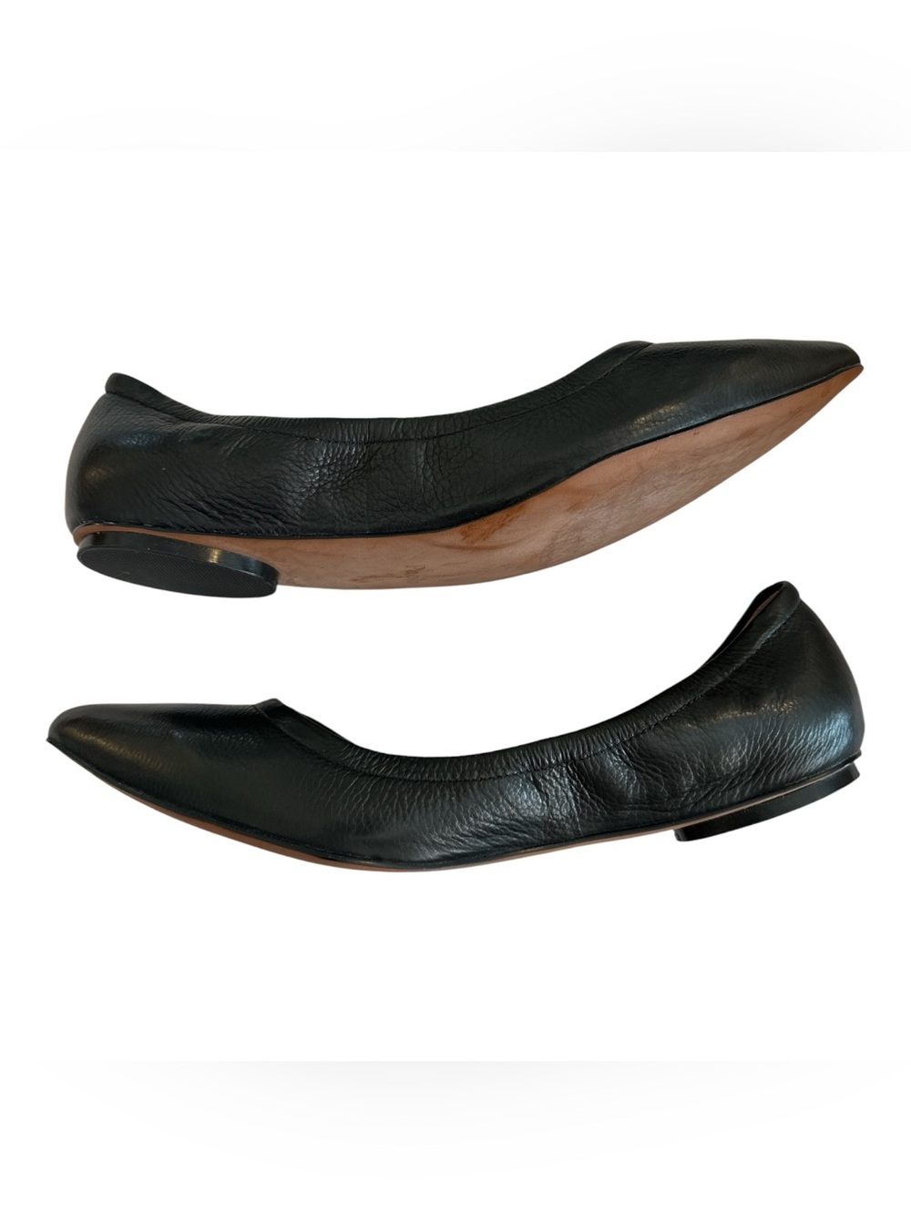 Linea Paolo Black Leather Pointed Toe Ballet Flats Size 7.5 - Picture 7 of 9